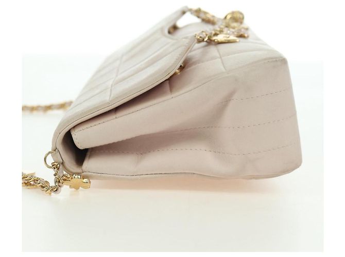 CHANEL Choco Bar Icon Chain Shoulder Bag Lamb Skin Gold Pink CC Auth 179351SV Rosa Dourado - vista 4