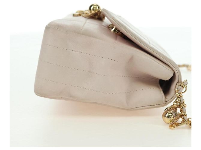 CHANEL Choco Bar Icon Chain Shoulder Bag Lamb Skin Gold Pink CC Auth 179351SV Rosa Dourado - vista 5