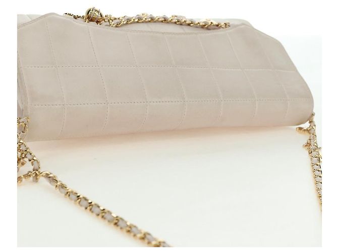 CHANEL Choco Bar Icon Chain Shoulder Bag Lamb Skin Gold Pink CC Auth 179351SV Rosa Dourado - vista 6