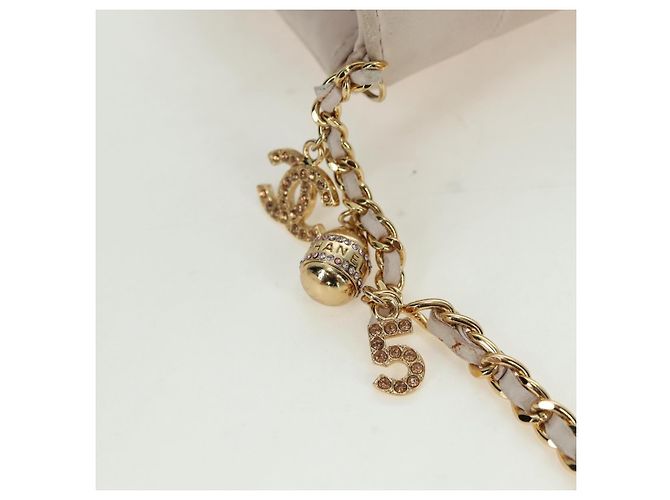 CHANEL Choco Bar Icon Chain Shoulder Bag Lamb Skin Gold Pink CC Auth 179351SV Rosa Dourado - vista 8