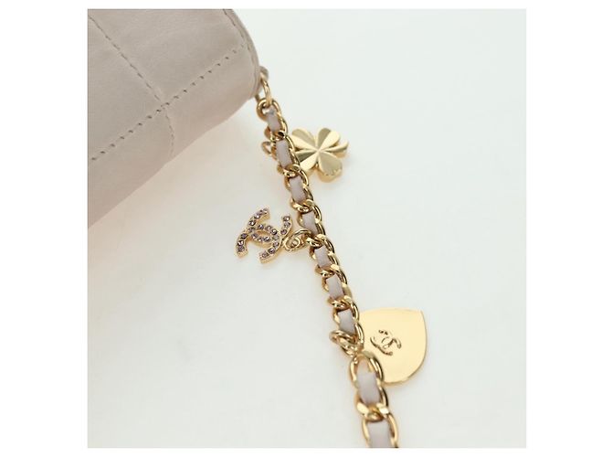 CHANEL Choco Bar Icon Chain Shoulder Bag Lamb Skin Gold Pink CC Auth 179351SV Rosa Dourado - vista 9