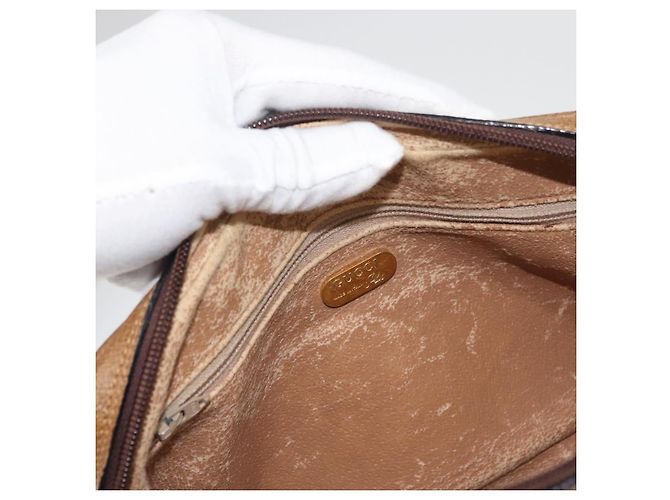 GUCCI GG Plus Supreme Clutch Bag PVC Beige Gold Auth 180134 Golden - view 17