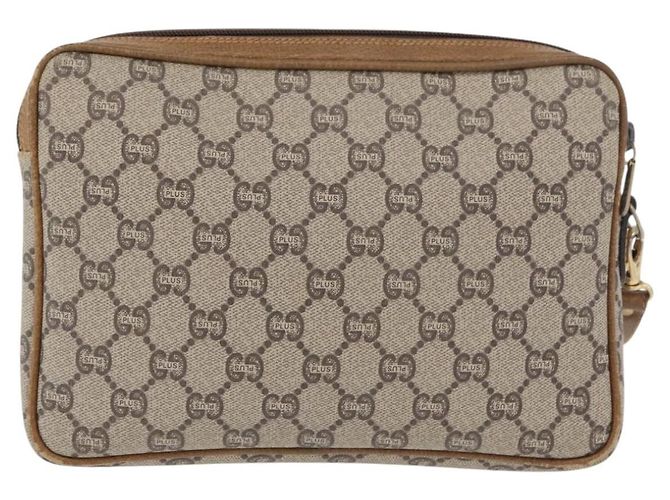 GUCCI GG Plus Supreme Clutch Bag PVC Beige Gold Auth 180134 Golden - view 3
