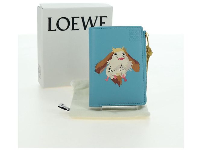 LOEWE �~ Ghibli Howl's Compact Zip Wallet Hin Leather Light Blue Auth 167304SM Blu chiaro - vista 12