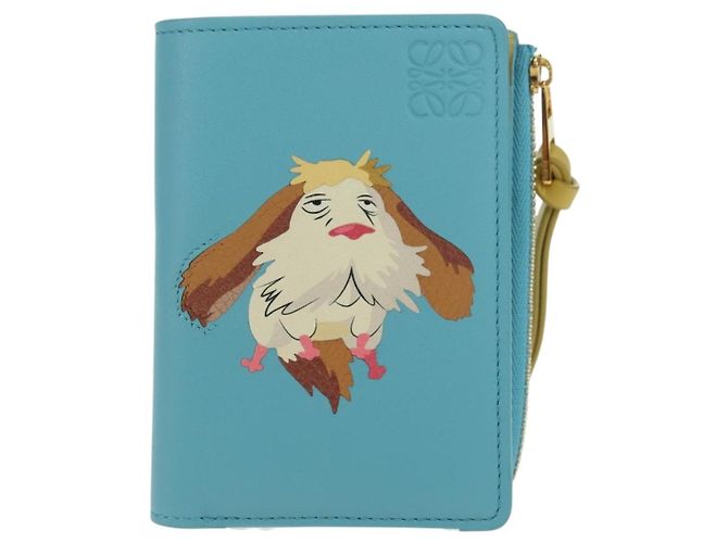 LOEWE �~ Ghibli Howl's Compact Zip Wallet Hin Leather Light Blue Auth 167304SM Blu chiaro - vista 13