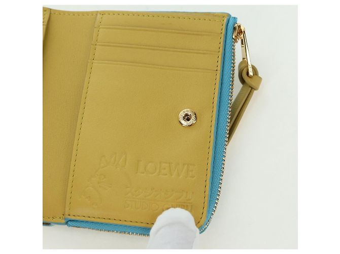 LOEWE �~ Ghibli Howl's Compact Zip Wallet Hin Leather Light Blue Auth 167304SM Blu chiaro - vista 20