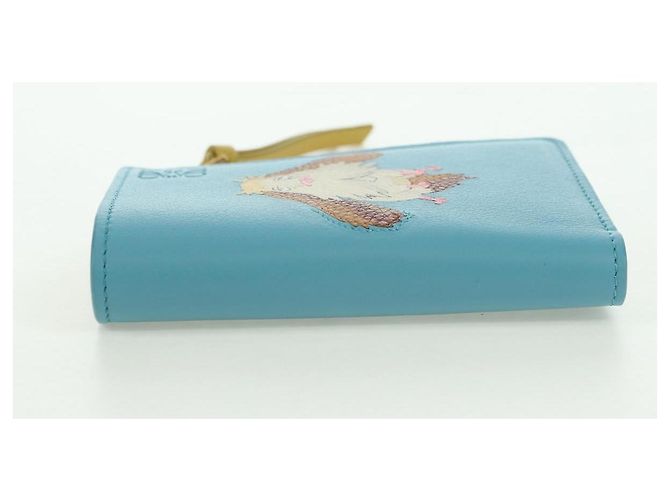 LOEWE �~ Ghibli Howl's Compact Zip Wallet Hin Leather Light Blue Auth 167304SM Blu chiaro - vista 4