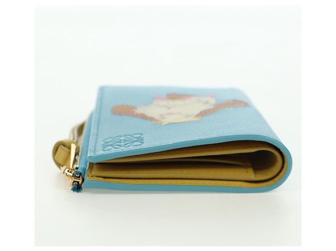 LOEWE �~ Ghibli Howl's Compact Zip Wallet Hin Leather Light Blue Auth 167304SM Blu chiaro - vista 5