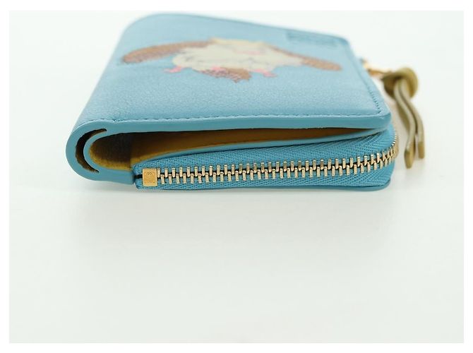 LOEWE �~ Ghibli Howl's Compact Zip Wallet Hin Leather Light Blue Auth 167304SM Blu chiaro - vista 6