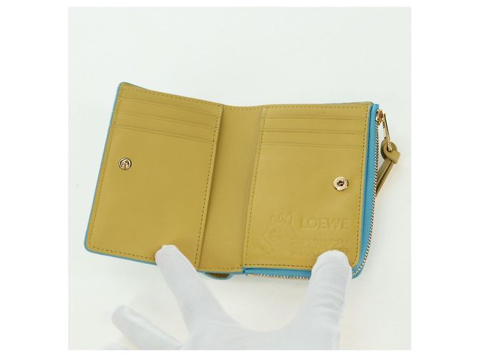 LOEWE �~ Ghibli Howl's Compact Zip Wallet Hin Leather Light Blue Auth 167304SM Blu chiaro - vista 8