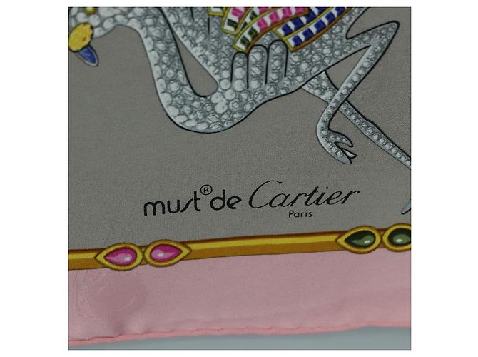 Sciarpa CARTIER in seta rosa Auth am11636V - vista 11