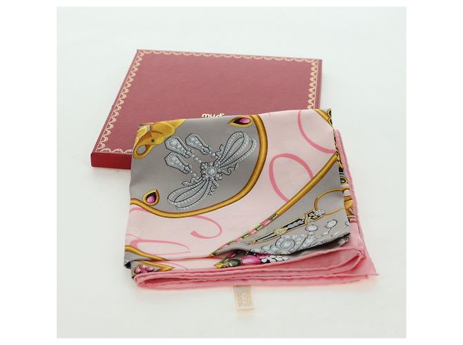 Sciarpa CARTIER in seta rosa Auth am11636V - vista 15