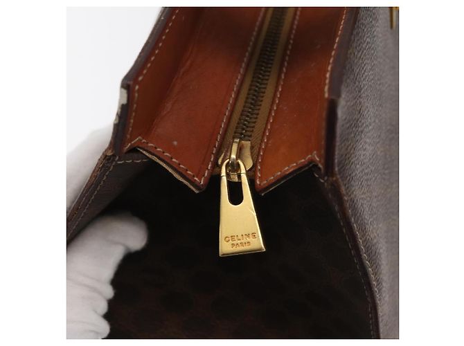 Céline CELINE Macadam Canvas Tote Bag PVC Leder Braun Gold Authentisch 180188 Golden - Ansicht 14