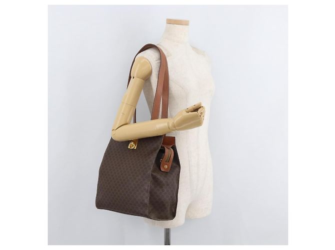 Céline CELINE Macadam Canvas Tote Bag PVC Leder Braun Gold Authentisch 180188 Golden - Ansicht 22