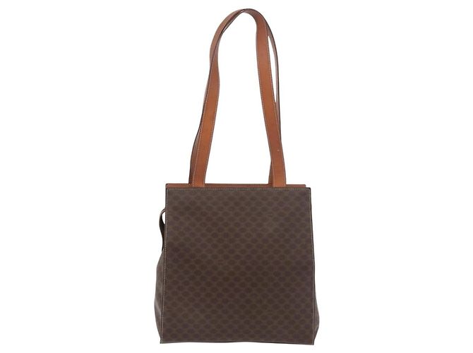 Céline CELINE Macadam Canvas Tote Bag PVC Leder Braun Gold Authentisch 180188 Golden - Ansicht 3
