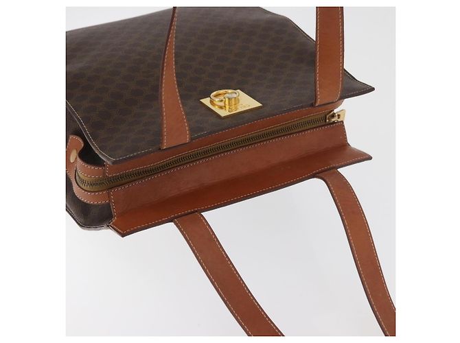 Céline CELINE Macadam Canvas Tote Bag PVC Leder Braun Gold Authentisch 180188 Golden - Ansicht 6