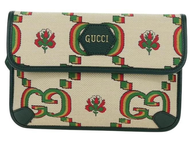 Borsa GUCCI Web Sherry Line Canvas 100th Anniversary Beige 493930 Auth mr2495V - vista 2