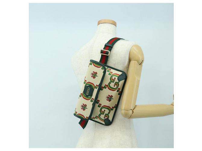 Borsa GUCCI Web Sherry Line Canvas 100th Anniversary Beige 493930 Auth mr2495V - vista 22