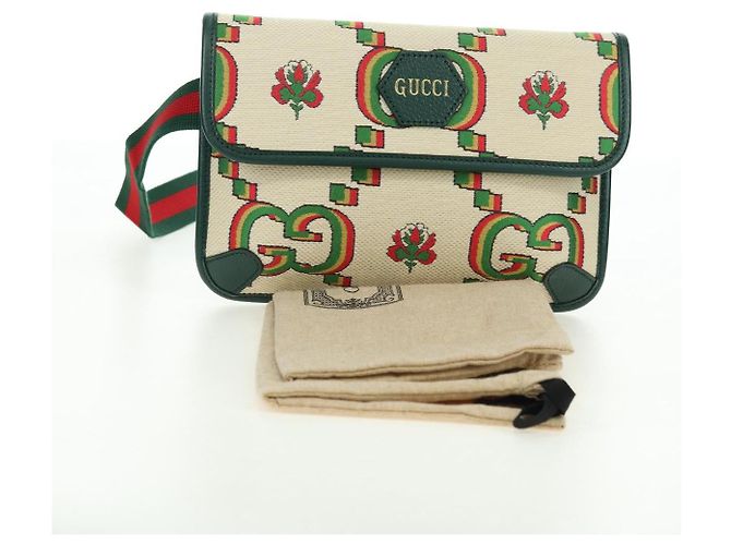 Borsa GUCCI Web Sherry Line Canvas 100th Anniversary Beige 493930 Auth mr2495V - vista 23