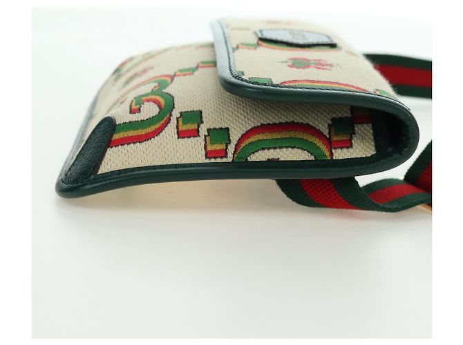 Borsa GUCCI Web Sherry Line Canvas 100th Anniversary Beige 493930 Auth mr2495V - vista 5