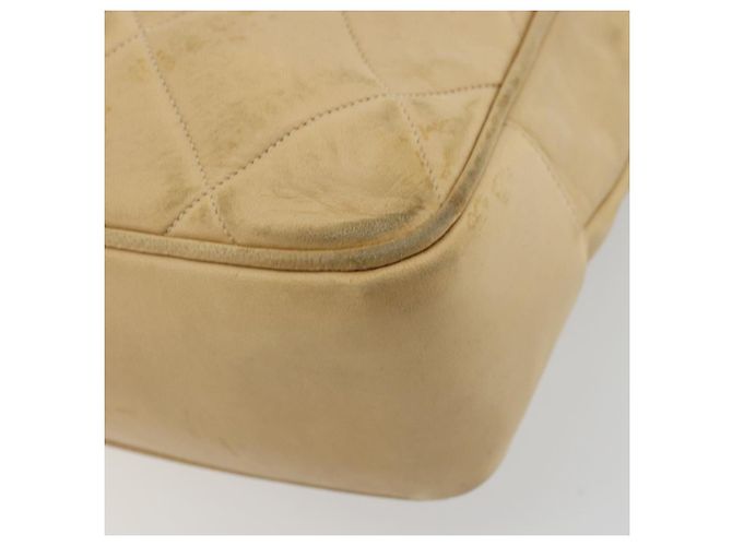 CHANEL Matelasse Hand Bag Lamb Skin Beige CC Auth BA12511 - vista 10
