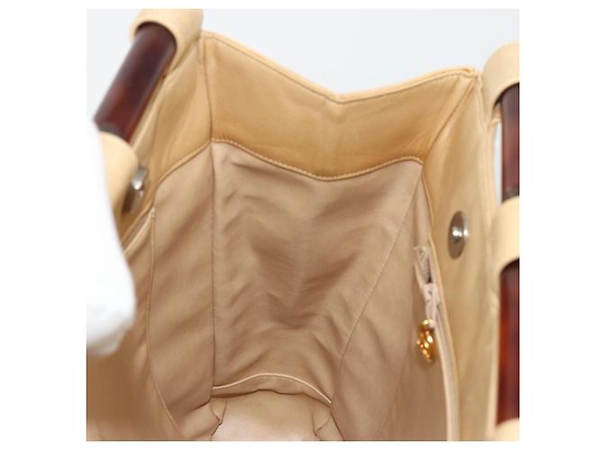 CHANEL Matelasse Hand Bag Lamb Skin Beige CC Auth BA12511 - vista 20