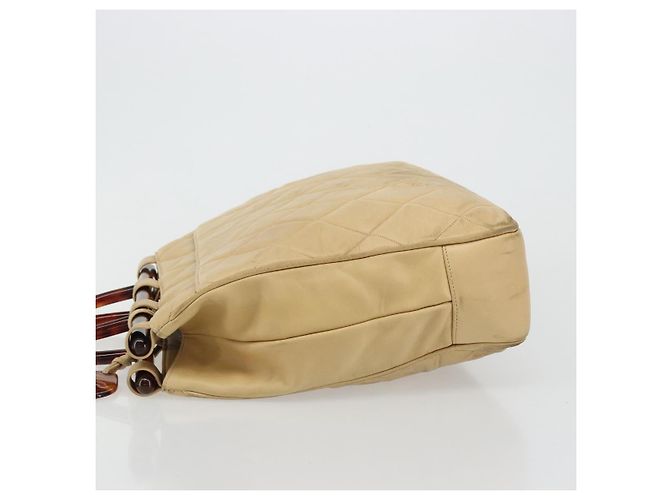CHANEL Matelasse Hand Bag Lamb Skin Beige CC Auth BA12511 - vista 5