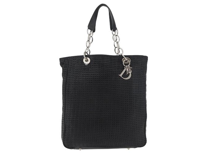 Borsa Christian Dior in pelle nera argento Auth ep14496 Nero - vista 2