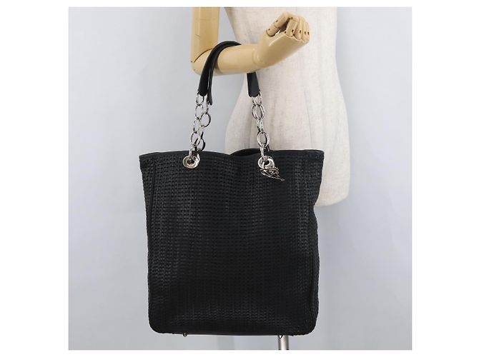 Borsa Christian Dior in pelle nera argento Auth ep14496 Nero - vista 22