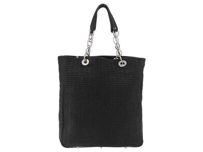 Borsa Christian Dior in pelle nera argento Auth ep14496 Nero - vista 3