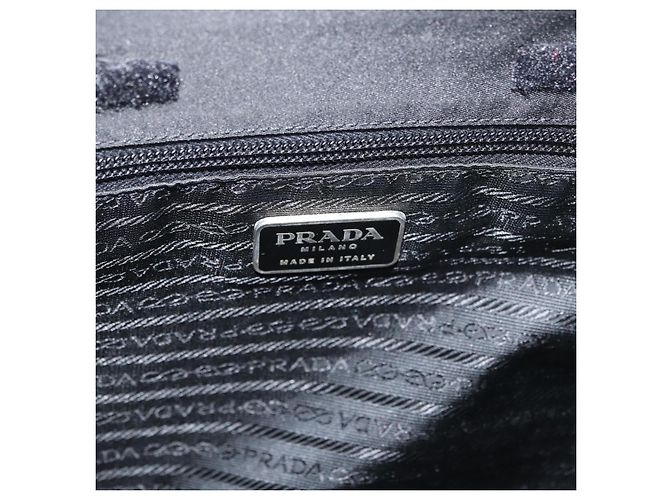 PRADA Handtasche aus Nylon Schwarz Silber Auth 180193 - Ansicht 18