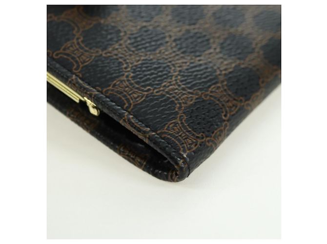 Céline Portafoglio CELINE Macadam Canvas PVC Pelle Nero Oro Auth am11630V D'oro - vista 10