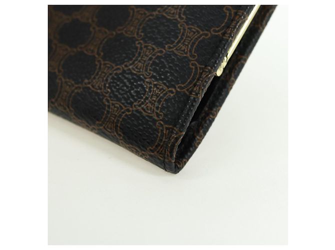 Céline Portafoglio CELINE Macadam Canvas PVC Pelle Nero Oro Auth am11630V D'oro - vista 11