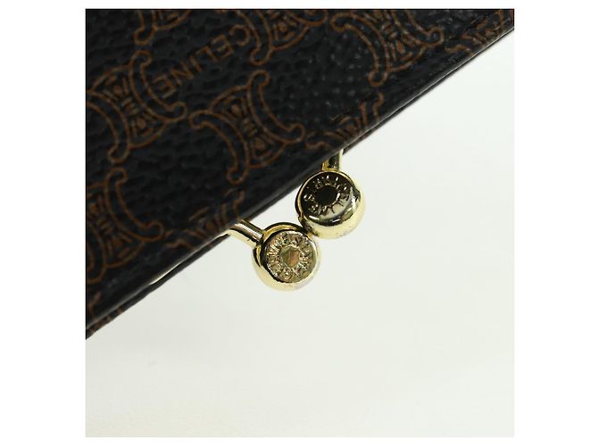 Céline Portafoglio CELINE Macadam Canvas PVC Pelle Nero Oro Auth am11630V D'oro - vista 12
