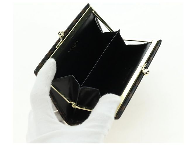 Céline Portafoglio CELINE Macadam Canvas PVC Pelle Nero Oro Auth am11630V D'oro - vista 13