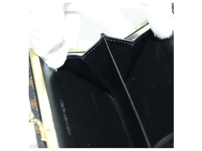 Céline Portafoglio CELINE Macadam Canvas PVC Pelle Nero Oro Auth am11630V D'oro - vista 18