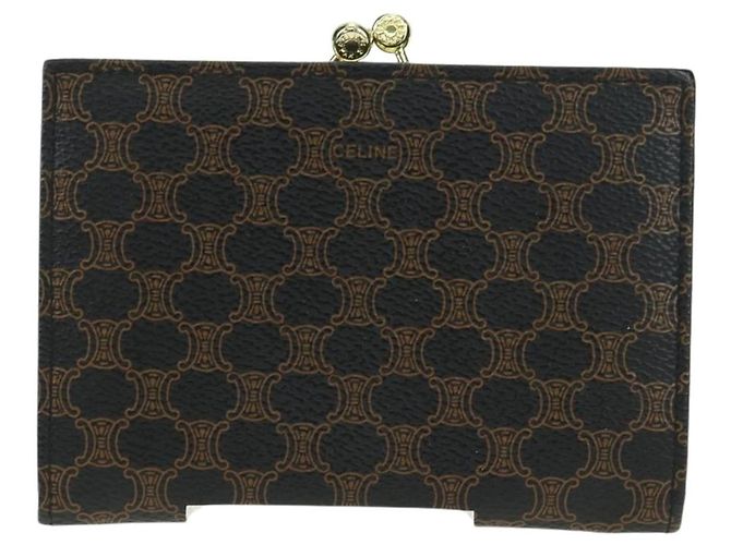 Céline Portafoglio CELINE Macadam Canvas PVC Pelle Nero Oro Auth am11630V D'oro - vista 2
