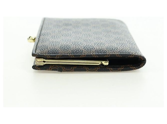Céline Portafoglio CELINE Macadam Canvas PVC Pelle Nero Oro Auth am11630V D'oro - vista 4