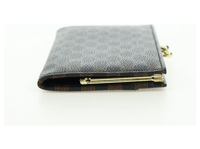 Céline Portafoglio CELINE Macadam Canvas PVC Pelle Nero Oro Auth am11630V D'oro - vista 5