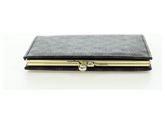 Céline Portafoglio CELINE Macadam Canvas PVC Pelle Nero Oro Auth am11630V D'oro - vista 6