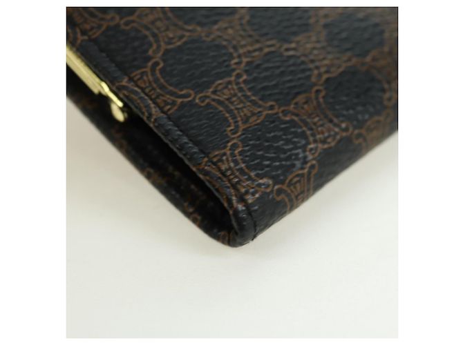 Céline Portafoglio CELINE Macadam Canvas PVC Pelle Nero Oro Auth am11630V D'oro - vista 8