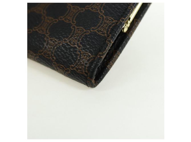Céline Portafoglio CELINE Macadam Canvas PVC Pelle Nero Oro Auth am11630V D'oro - vista 9