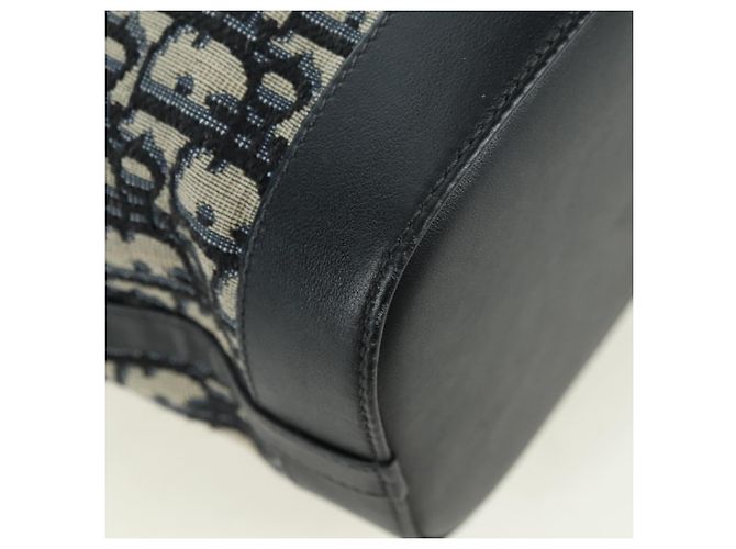 Borsa a tracolla con catena Christian Dior Trotter Canvas Navy Gold Auth 179181V D'oro Blu navy - vista 13