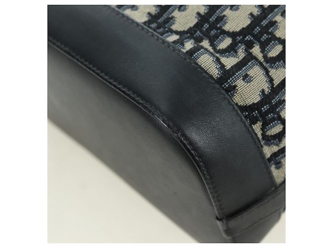 Borsa a tracolla con catena Christian Dior Trotter Canvas Navy Gold Auth 179181V D'oro Blu navy - vista 14