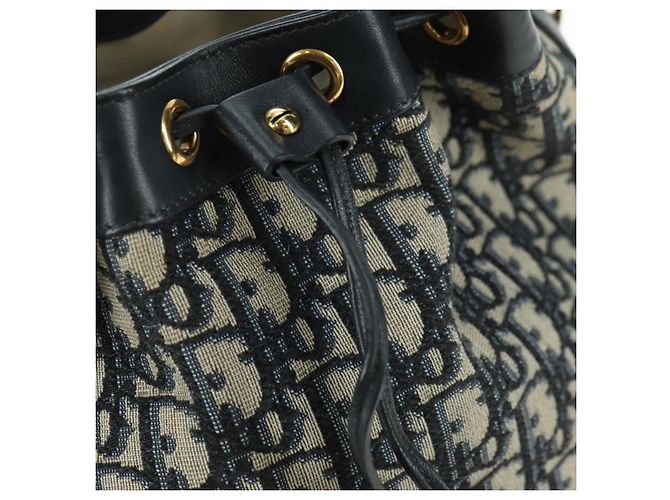 Borsa a tracolla con catena Christian Dior Trotter Canvas Navy Gold Auth 179181V D'oro Blu navy - vista 15