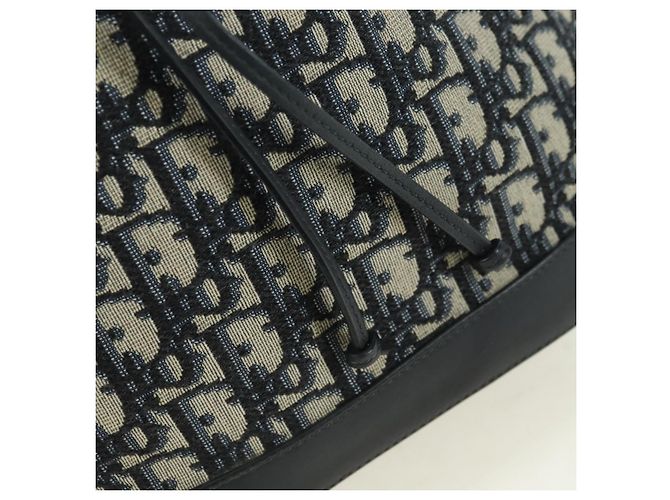 Borsa a tracolla con catena Christian Dior Trotter Canvas Navy Gold Auth 179181V D'oro Blu navy - vista 16