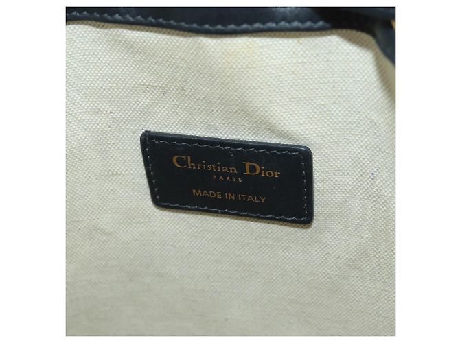 Borsa a tracolla con catena Christian Dior Trotter Canvas Navy Gold Auth 179181V D'oro Blu navy - vista 17