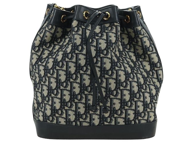 Borsa a tracolla con catena Christian Dior Trotter Canvas Navy Gold Auth 179181V D'oro Blu navy - vista 2