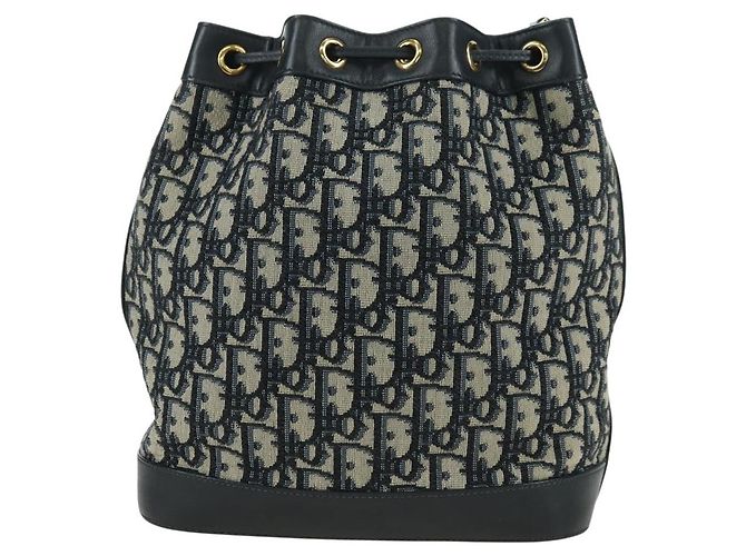Borsa a tracolla con catena Christian Dior Trotter Canvas Navy Gold Auth 179181V D'oro Blu navy - vista 3