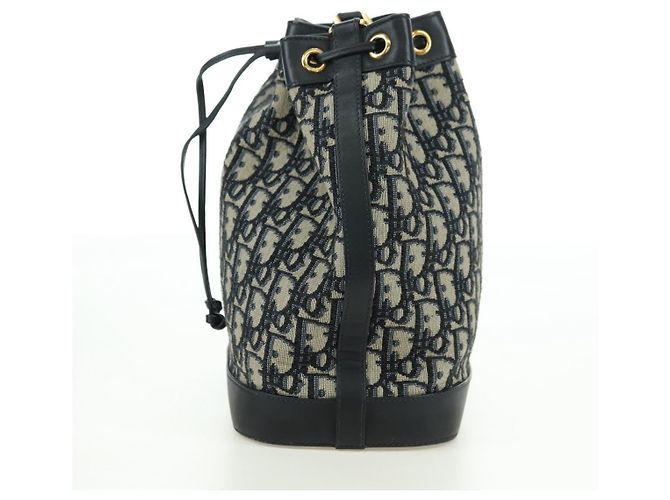 Borsa a tracolla con catena Christian Dior Trotter Canvas Navy Gold Auth 179181V D'oro Blu navy - vista 4